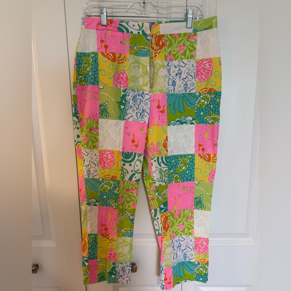 Lilly Pultizer Vintage Patchwork Cropped Pants Women's size 12